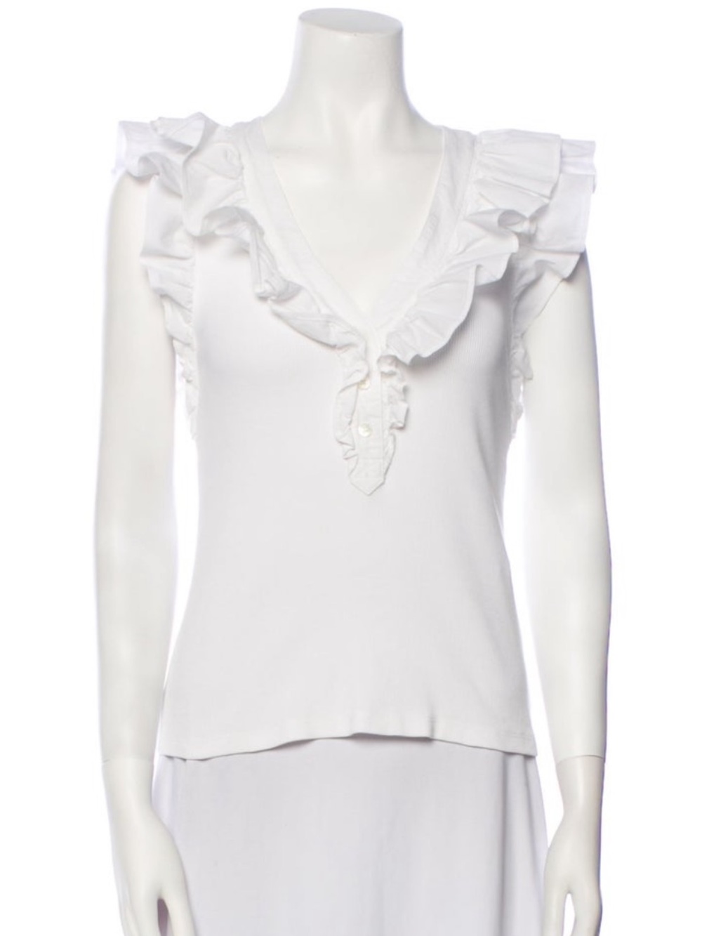 Veronica Beard ruffle sleeveless ribbed tank top